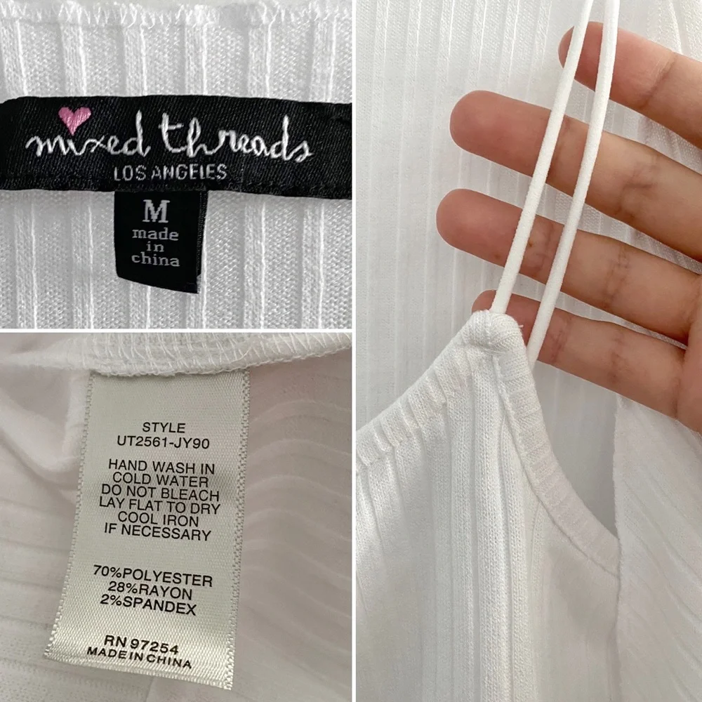 Mixed Threads (juniors) ribbed long sleeve cardi + cropped cami coord set, white - Picture 3 of 11